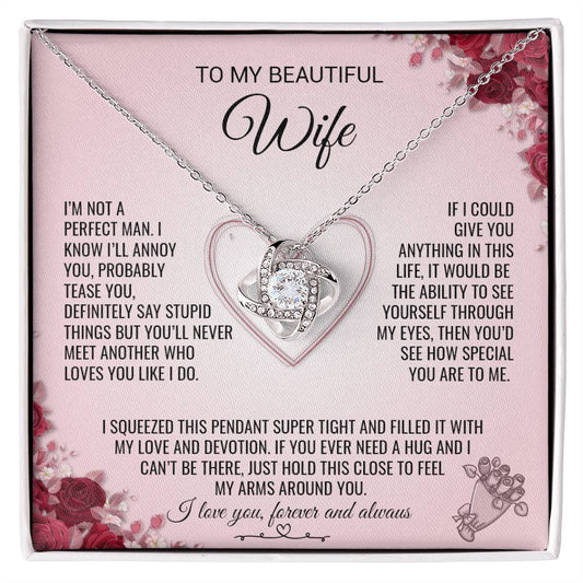 To My Beautiful Wife | I Love You, Forever & Always - Love Knot Necklace